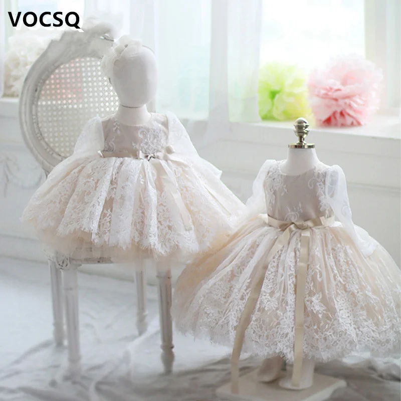 

Lace Flower Girl Dress A Line Long Sleeve Birthday Dresses Prom Party Pageant Gowns Children's Pageant Dress vestido infantil