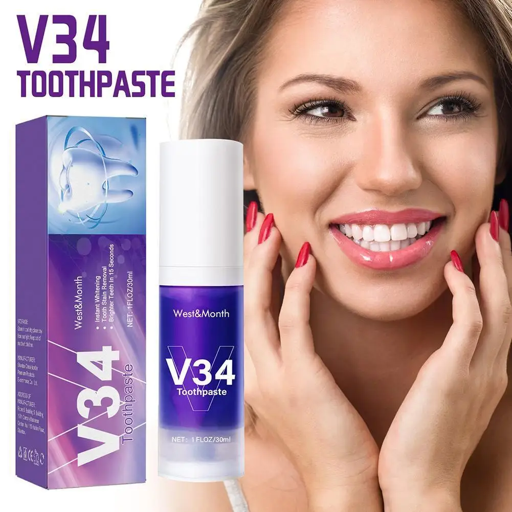 Purple Tooth Cleansing Mousse Placca Fumo Macchie Rimozione Dentale Rimuovi Uomini Dentifricio Odore Rinfrescante Donne Sbiancamento Orale W8I6