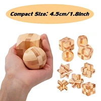 Kids Children Adult Kong Ming Luban Lock 3D Handmade Bamboo Math Puzzles Brain Teasers Educational Finger Toy Birthday Xmas Gift 4