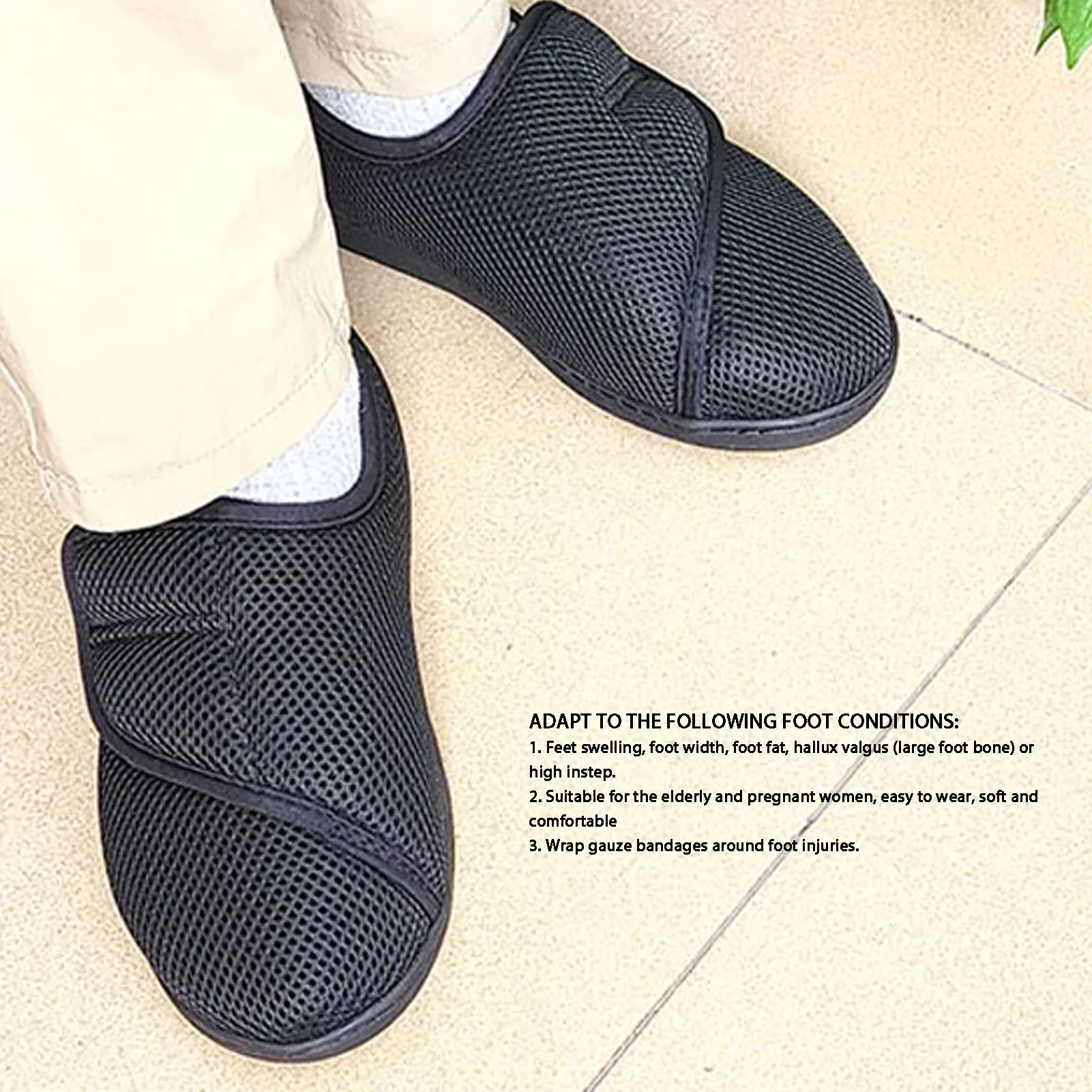 Men Diabetic Flat Slide Slip On Slippers Adjustable Edema Extra Wide Memory Foam Slippers For Elderly Swollen Bandaged Feet Indoor Outdoor Buy Cheaply On