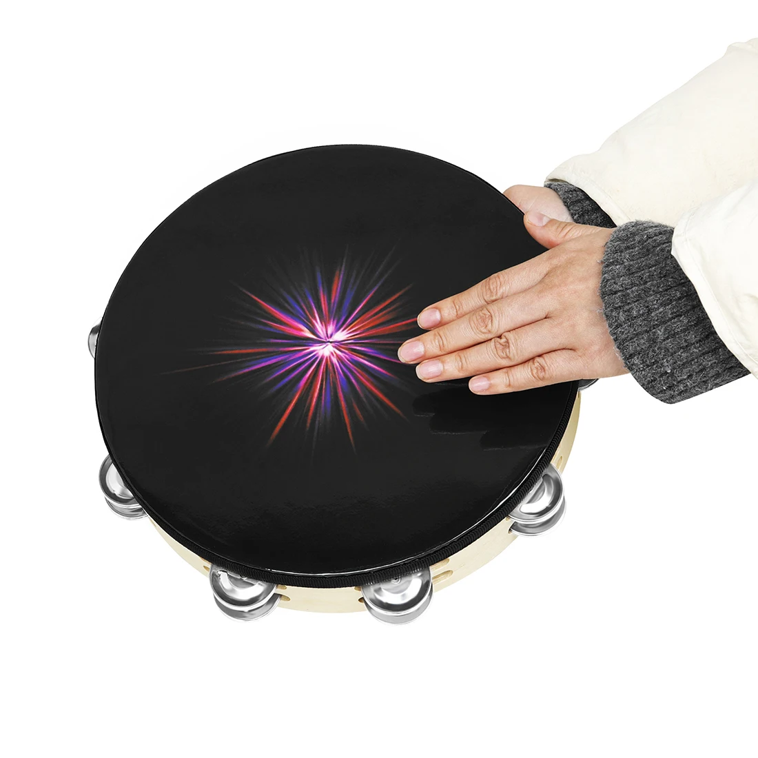 10 Inch Hand Bell Double Tambourine Stainless Steel Bell Piece Drums Children's Percussion Orff Musical Instruments Kid's Gifts