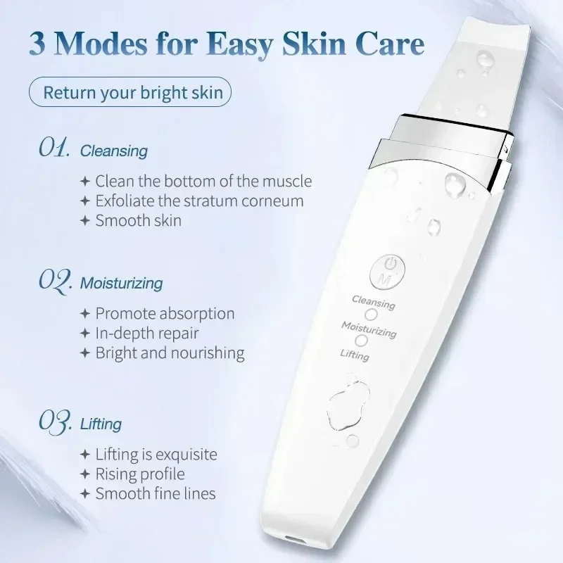 2026 New Ultrasonic Facial Cleansing Device Deep Cleaning Skin Scrubber for Blackhead Removal Exfoliation and Skin Renewal Tool