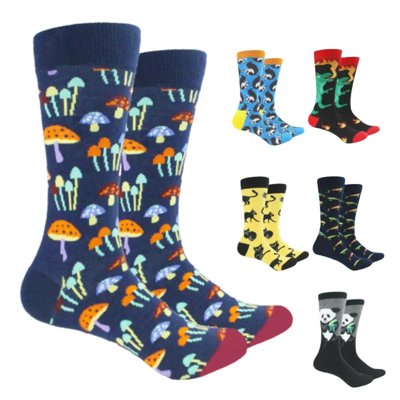 Animal Novelty Socks With Alien Dinosaur Pug Panda Flamingo Cactus Skateboard Print For Men Women Unisex EU 37-44