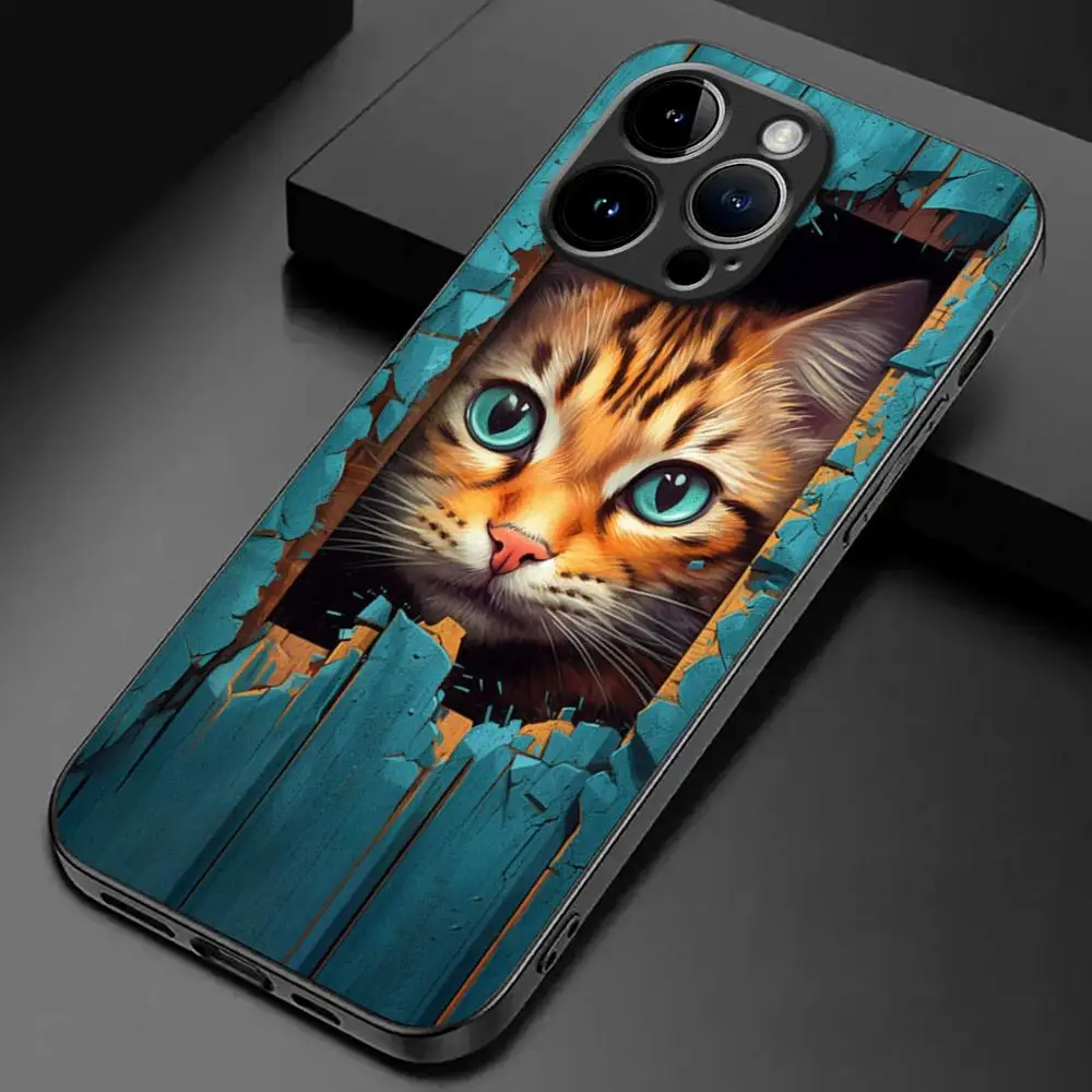 Charming Floral Cat Shockproof Non-Slip Phone Case