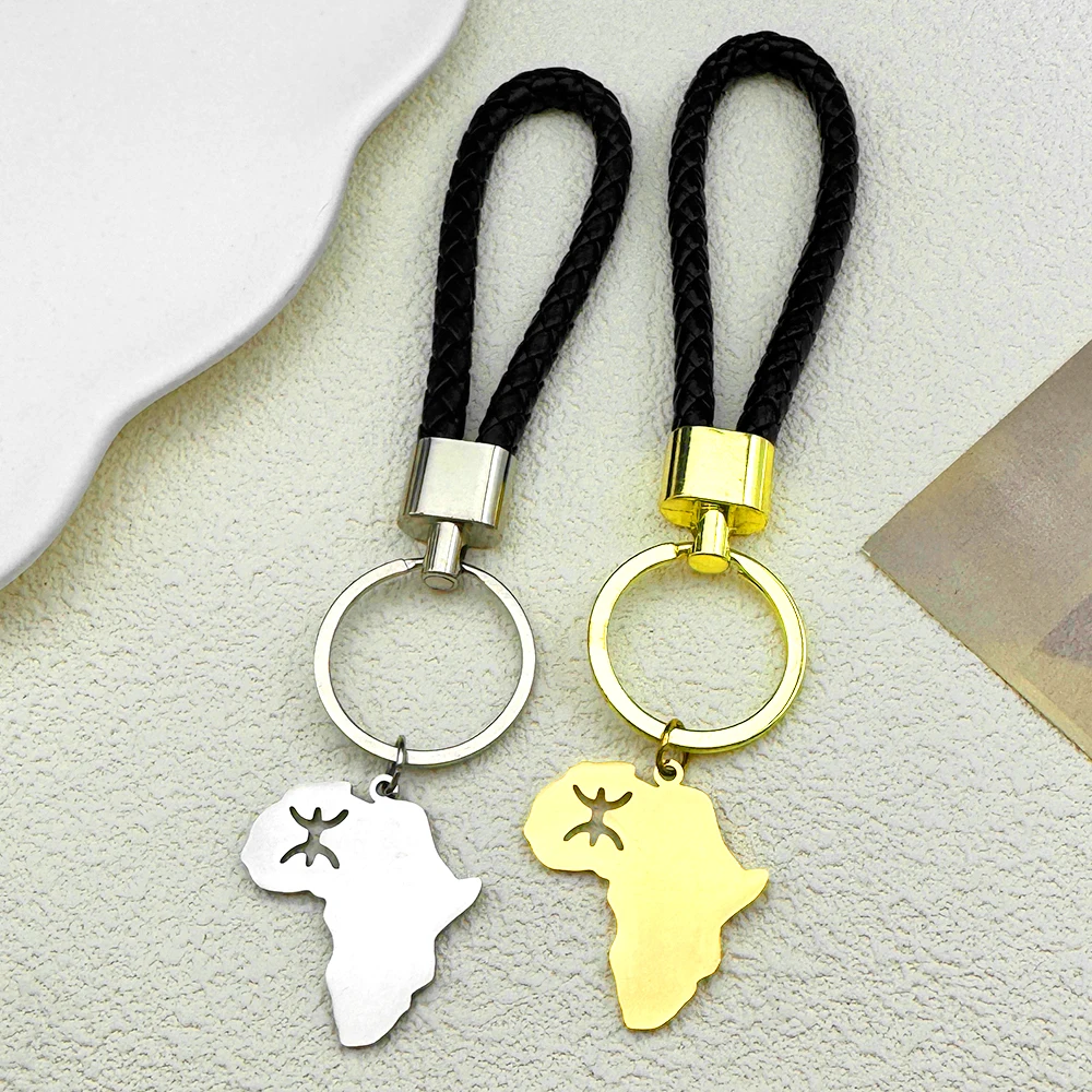 Edelstahl Berbers Afrika Karte Schlüsselanhänger Frauen Männer Silber Farbe Amazigh Brief Kabyle Berbere Schlüsselanhänger Schmuck – Detail 6