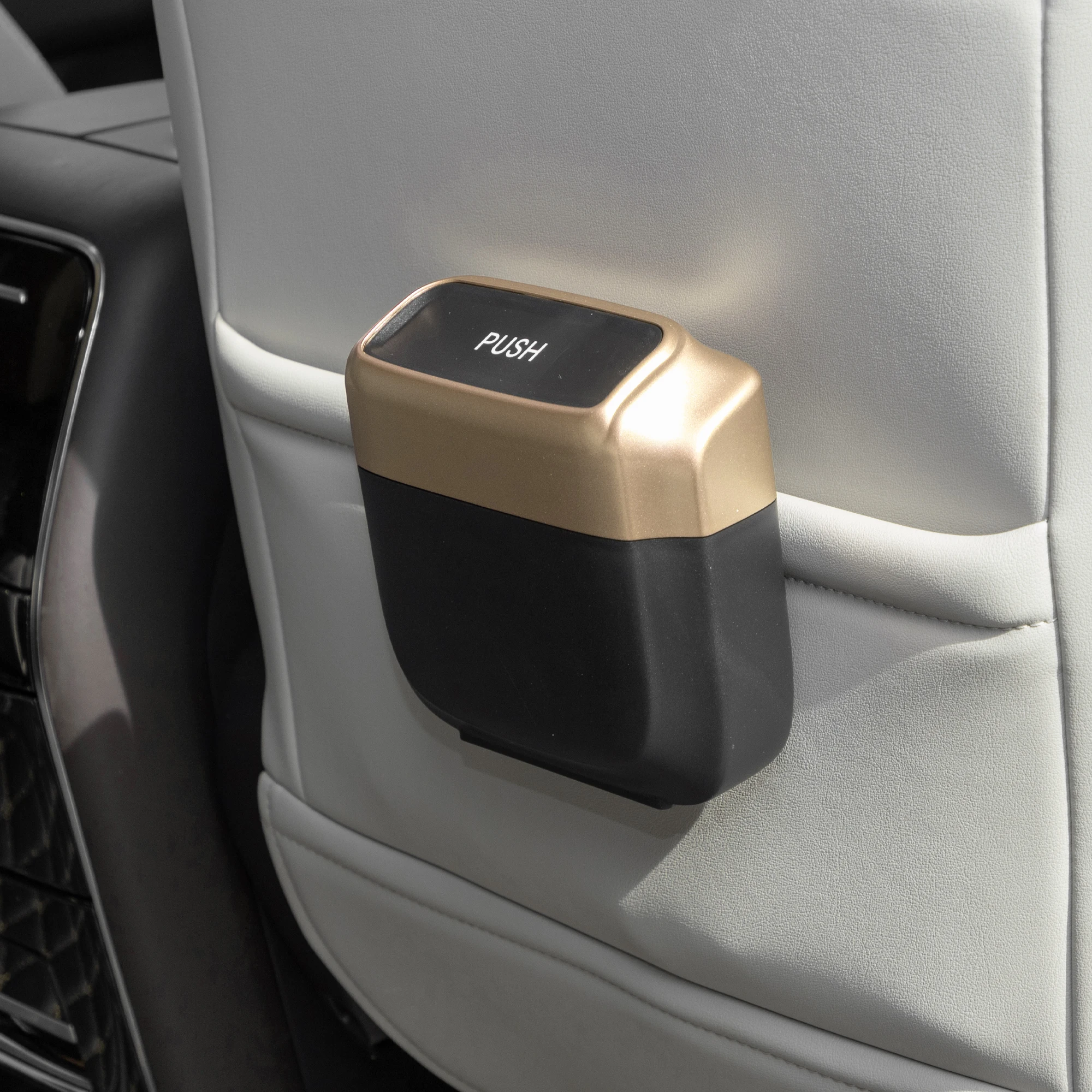UXCELL Car Trash Can Hanging Car Door Plastic Square Pressing Type Trash Bin Vehicle Garbage Storage Box With Lid 1 Set