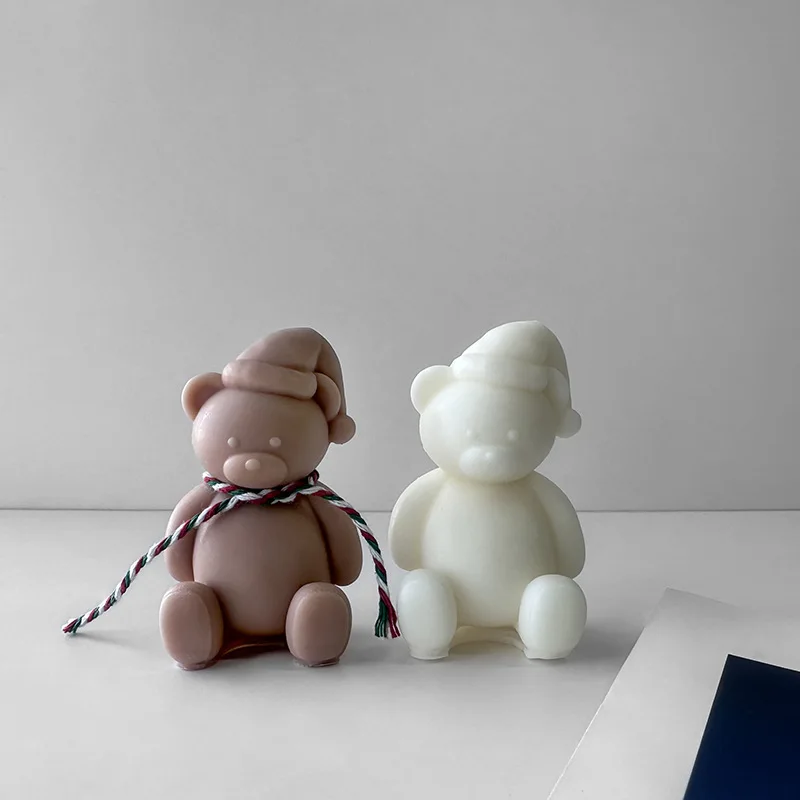 Description Picture 2 of itemChristmas Bear Candle Silicone Mold Diy Cartoon Bear Scented Candle Plaster Soap Resin Cement Mold Home Crafts Making Tools