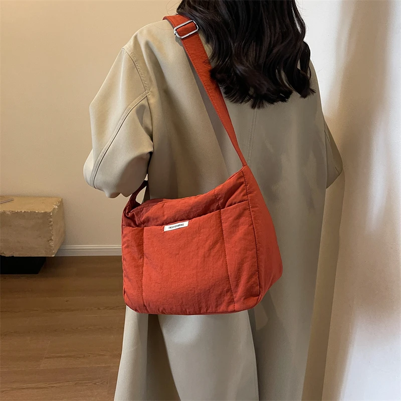 

Вместительная универсальная однотонная женская сумка через плечо, простой удобный модный саквояж кросс-боди для хранения
