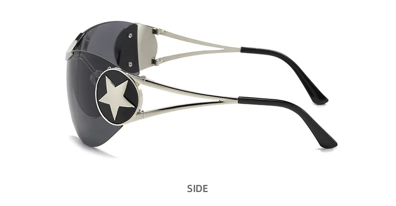 Punk-Sport-Y2k-Sonnenbrille für Damen, 2022, modisch, großer Rahmen, randlos, Sterne, Mann, umwickeln, einteilige Sonnenbrille, Damen-Sonnenbrille, UV400 – Detail 12