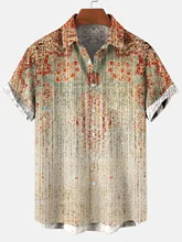 

2022 Summer High Quality Creative Petal Men Shirt Hawaiian Short Sleeve Beach Shirt Plus Size 6 Size Petal Single Button Men Top
