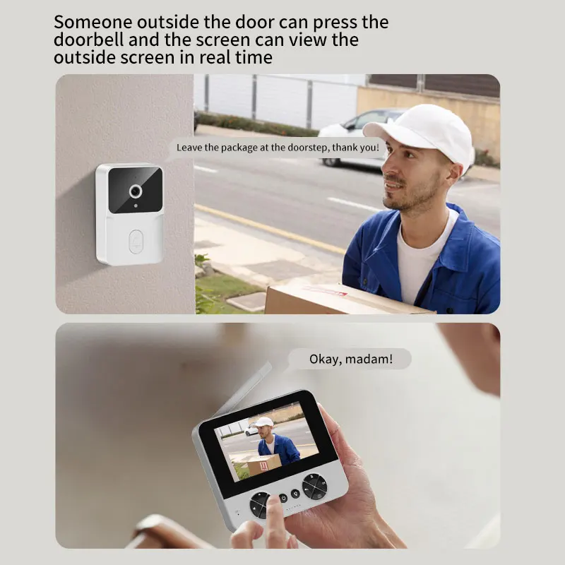 4.3" Wireless Electronic Doorbell Outdoor Monitoring Video Tape Infrared Night Vision Home Voice Intercom Door Machine wireless intercom doorbell