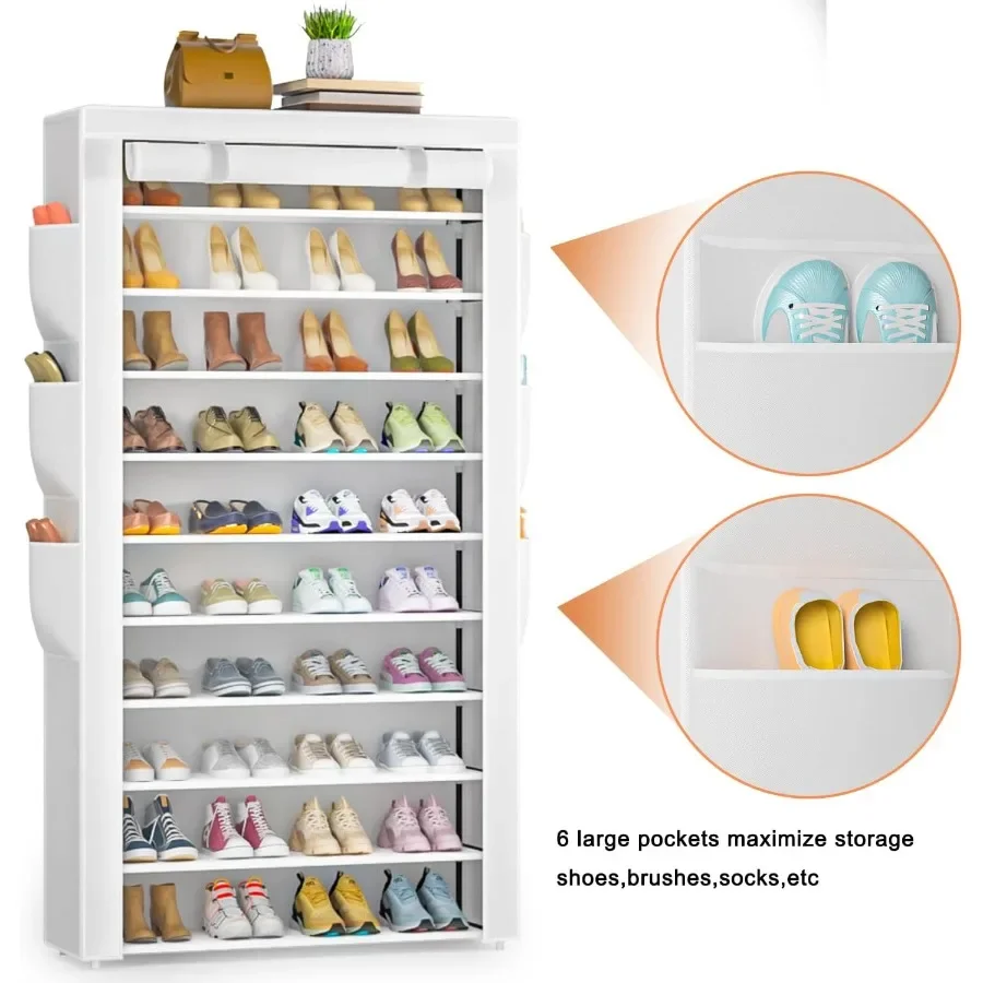 Shoe Rack 10Tier Large Capacity 5056Pairs Beautiful Tall Shoe Shelf Free Standing Storage Cabinet Entryway Closet