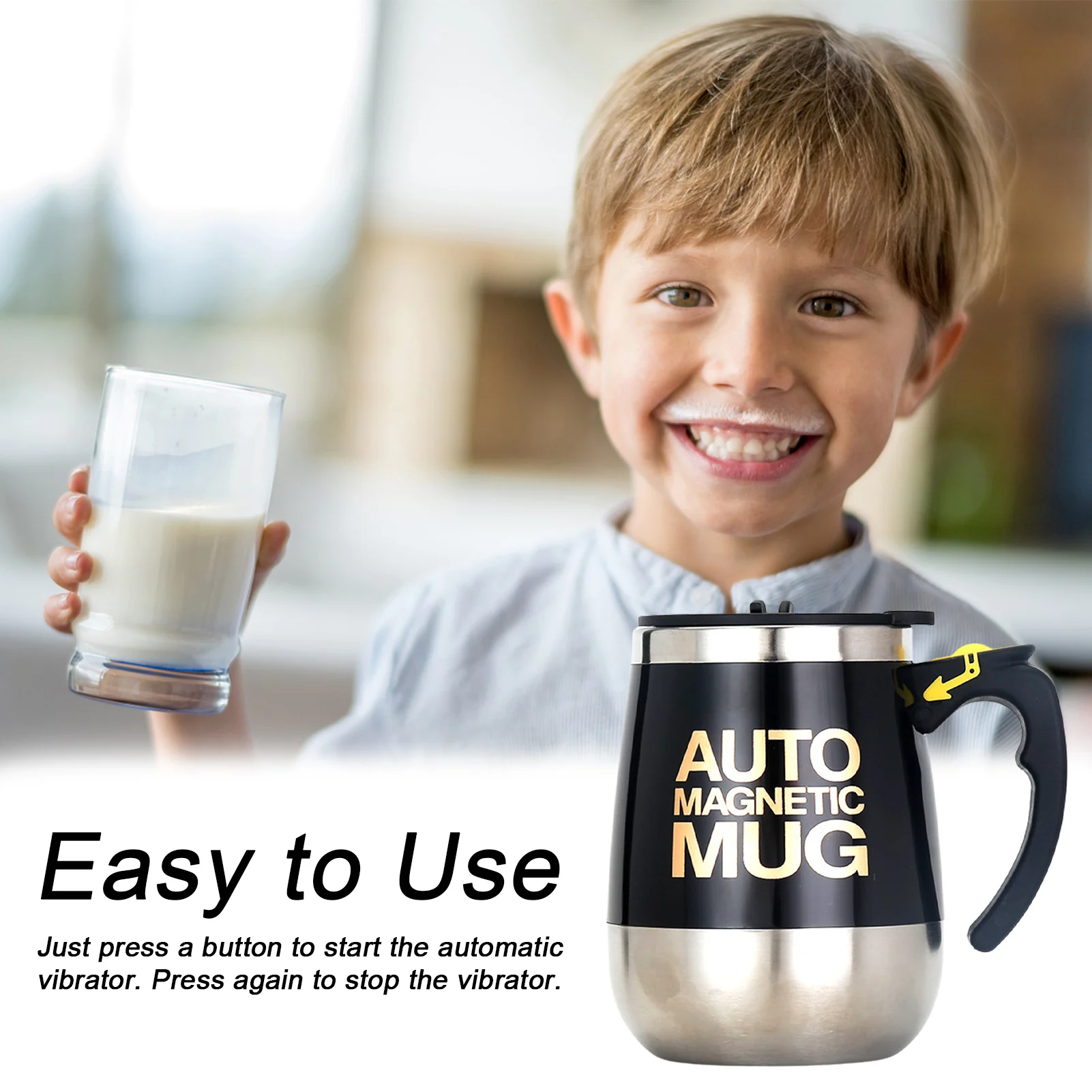 New Automatic Self Stirring Mug Creative Stainless Steel Coffee Milk Mixing Cup Blender