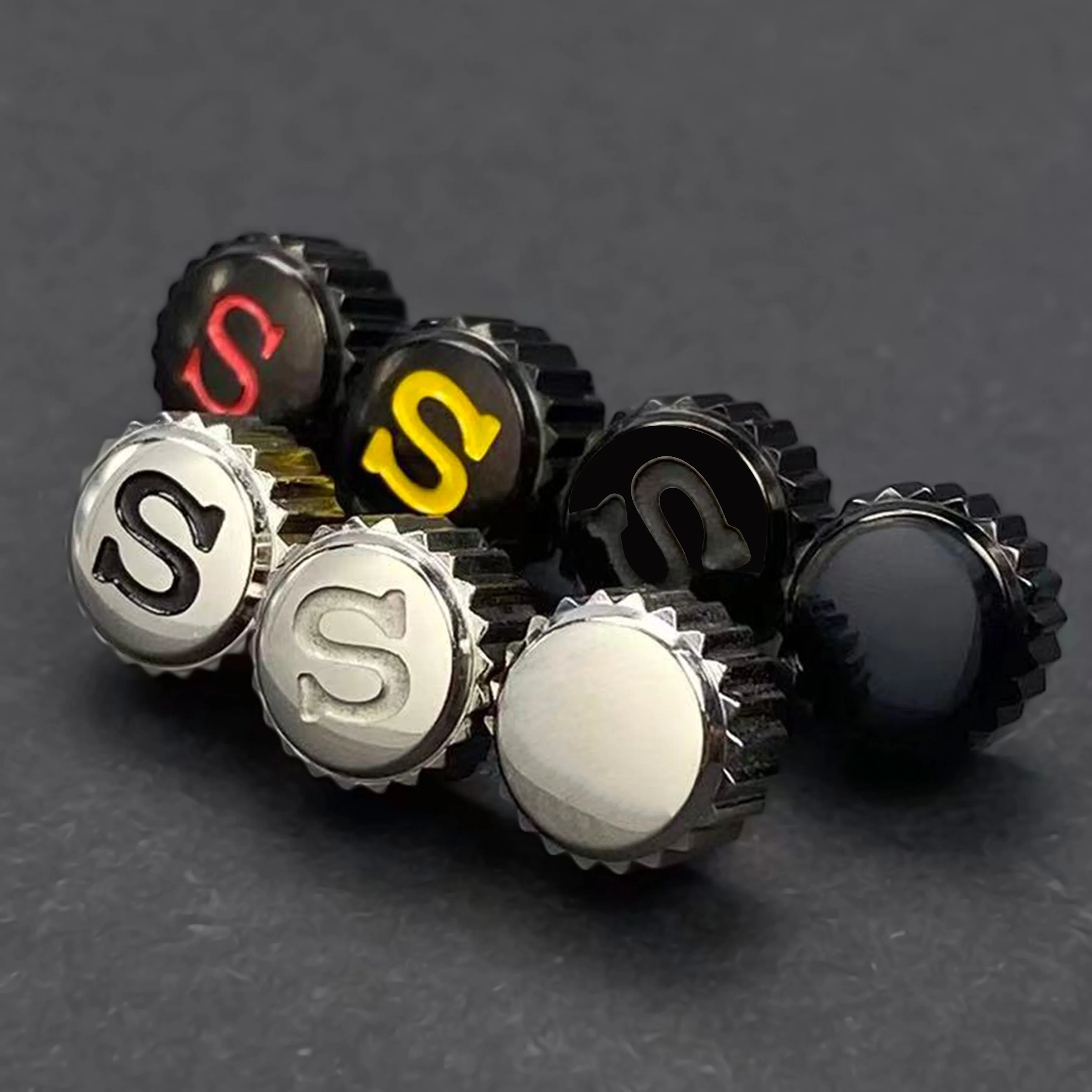 Premium Stainless Steel Crown with Silver/Black Logo for Timepiece Enhancement
