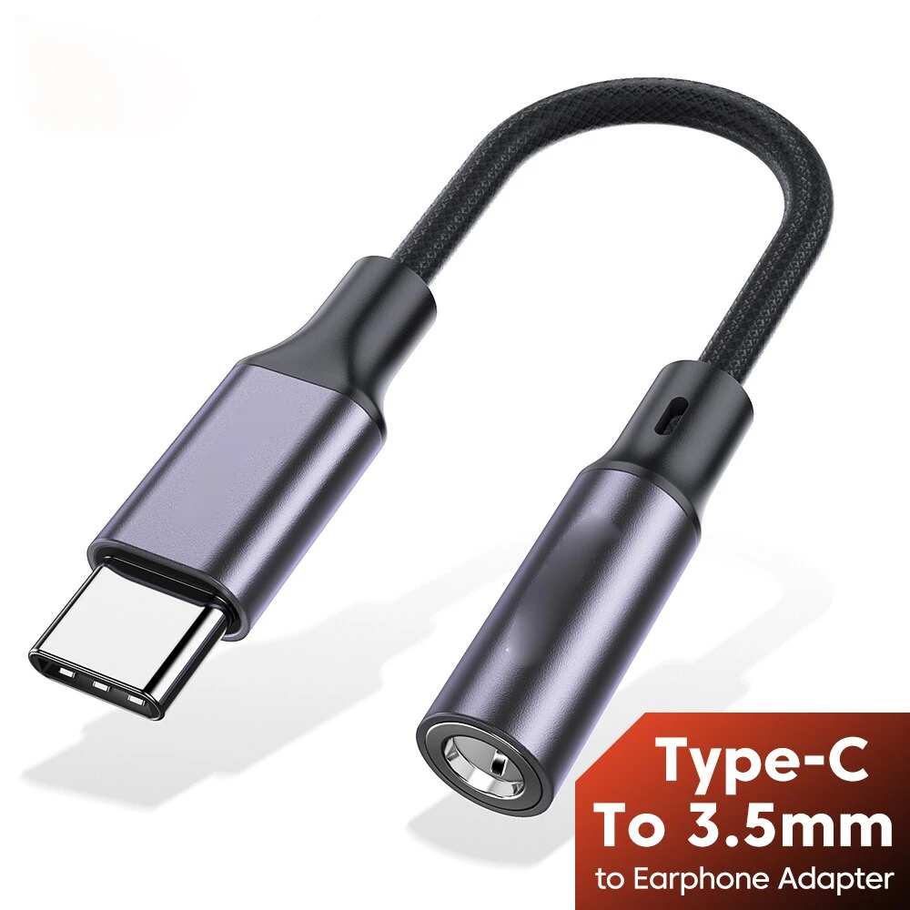 Type C Aux Adapter Durable Nylon Braided Type C Headphone Jack Adapter Gold-Plated 3.5mm Aux Cable for Car/Music/Gaming 0ms Delay Mic & Volume