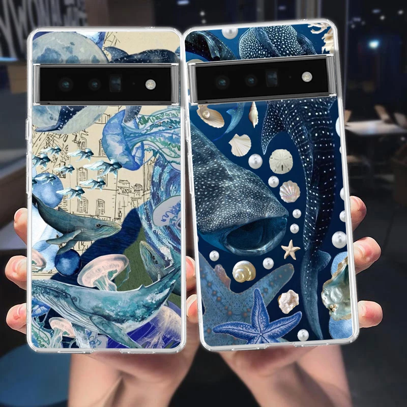 Ocean Whale Shark Swimming Transparent Phone Case - Soft Clear Cover