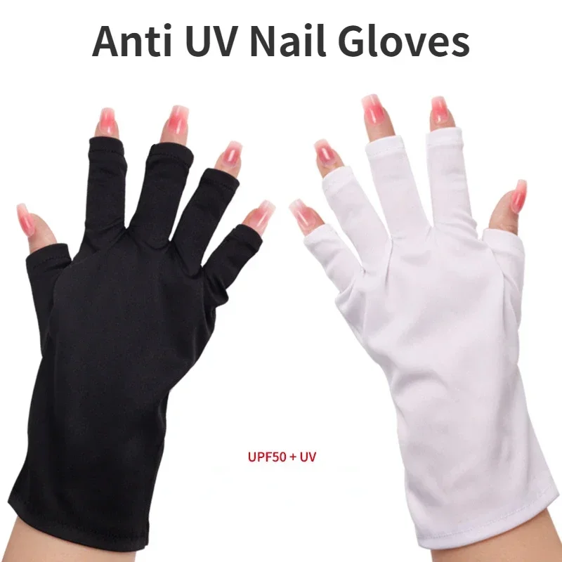 Nail Gloves 1 Pair Anti UV Nail Gloves UV Gel Shield Glove Fingerless Manicure Nail Art Tools LED Lamp Nails Dryer Radiation Hand Glove
