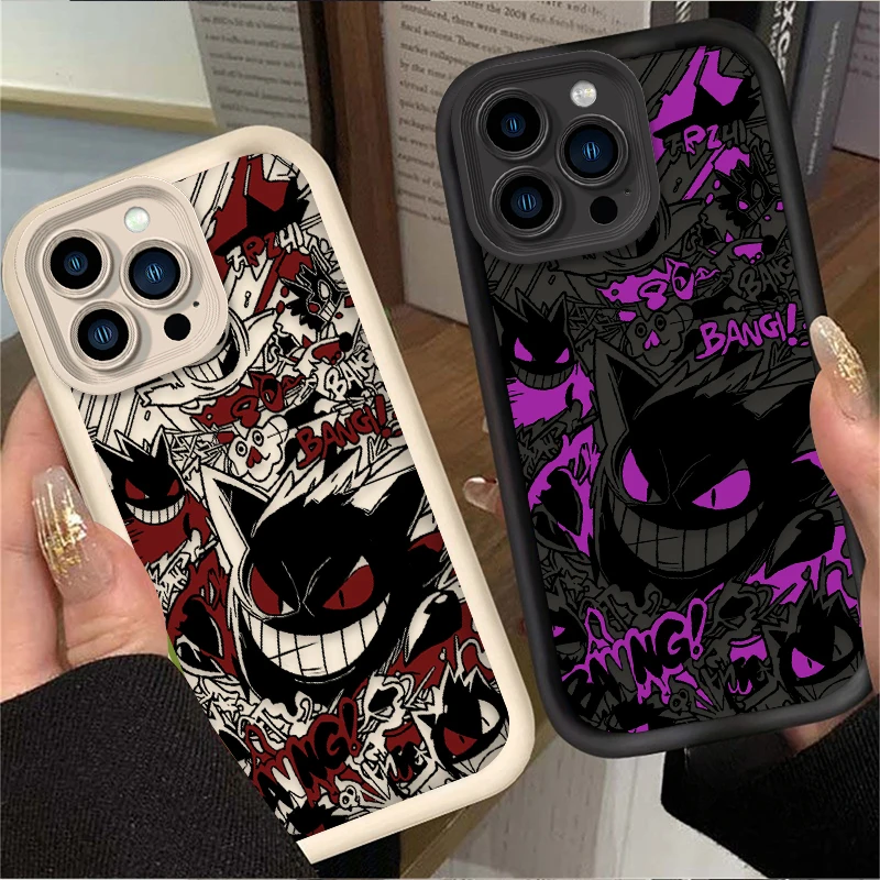 Fashion P-Pokemon Gengar Case For iPhone 11 17 Air 16 16E 15 14 13 12 Pro Max X XS X S Max XR SE 2020 SE4 7 8 Silicone Cover — view 2