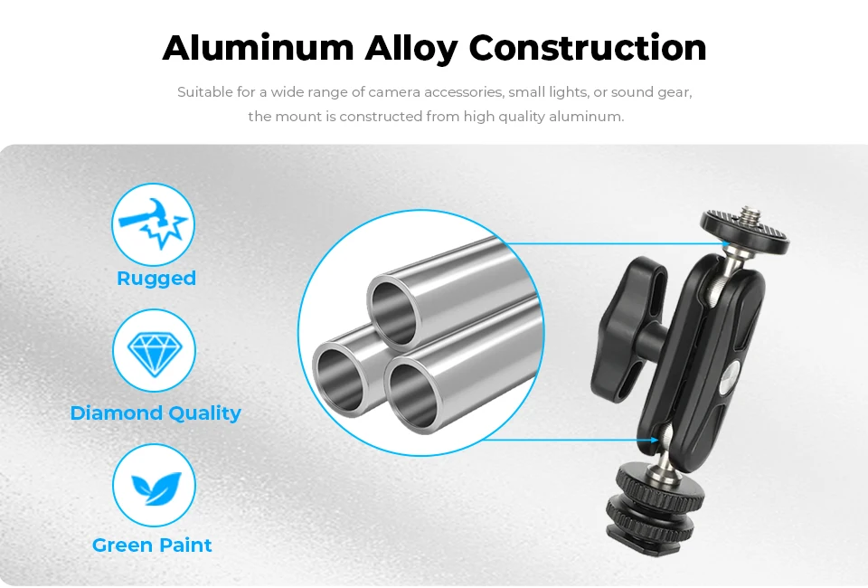 Ball Head Extension Arm With Cold Shoe Mount 1/4'' Screw for DSLR Camera Monit