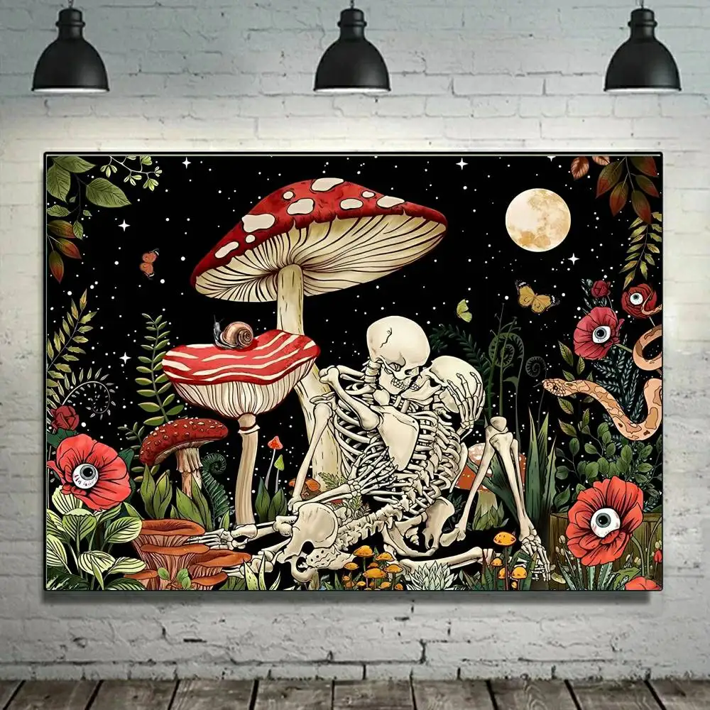 

AB Diamond Painting 5D Mosaic DIY Art Mushroom Skeleton Lover Gothic Full Drill Round Square Rhinestones Embroidery Corss Stitch