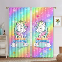 Cute Unicorn 3D Digital Printing Curtains For Living Room Bedroom Balcony Children's Rooms Decor Window Curtains 2 Panels 2