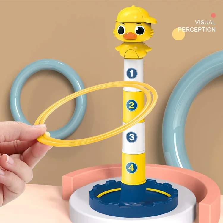 Children Throw Circle Game Ferrule Stacked cartoon Toys Indoor Parent-Child Interactive Circle Layers Early Education toy Gift