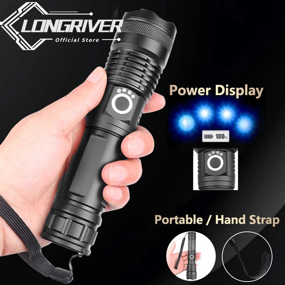 best pocket torch 2022 New Multifunctional USB Rechargeable LED Flashlight Super Bright Light 5 Modes Zoom Shockproof Flashlight Built-in Battery pen flashlights