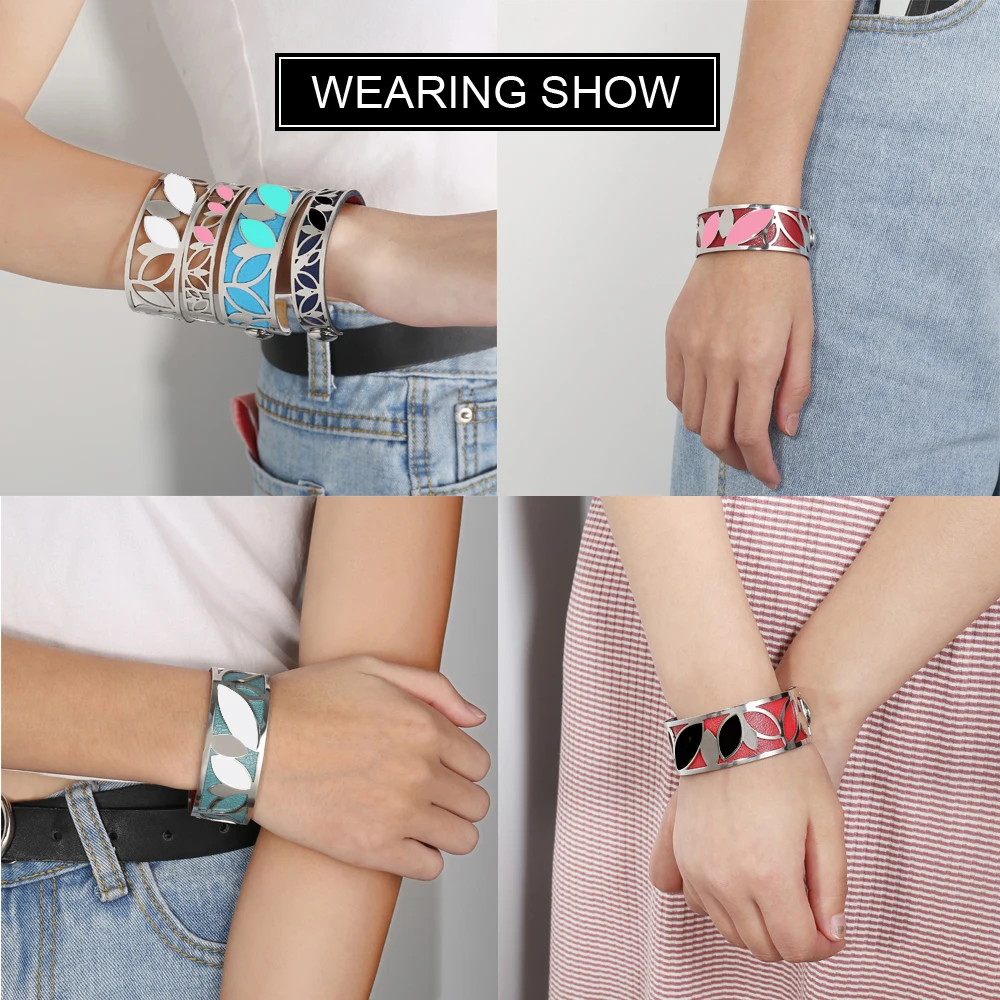 Legenstar Cuff Bracelets For Women Stainless Steel Leaf Bangle Manchette Reversible Leather Jewelry 2024 Valentine's Day Gift