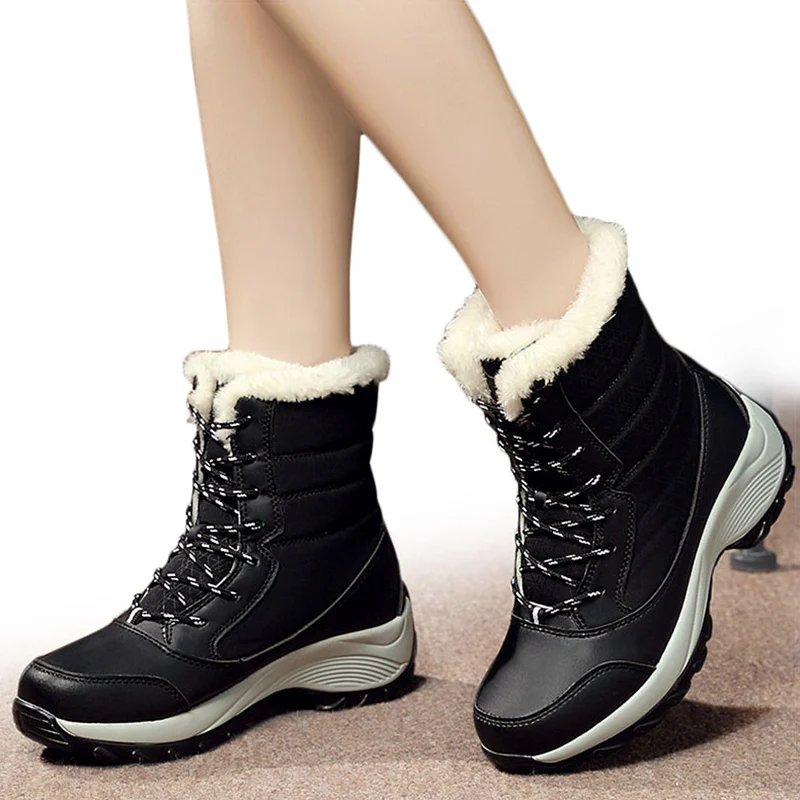 Women Snow Boots Winter Warm Shoes  Women Ankle Boots Super Warm Snow Botas De Mujer Black Platform Shoes for Heels Boots Female