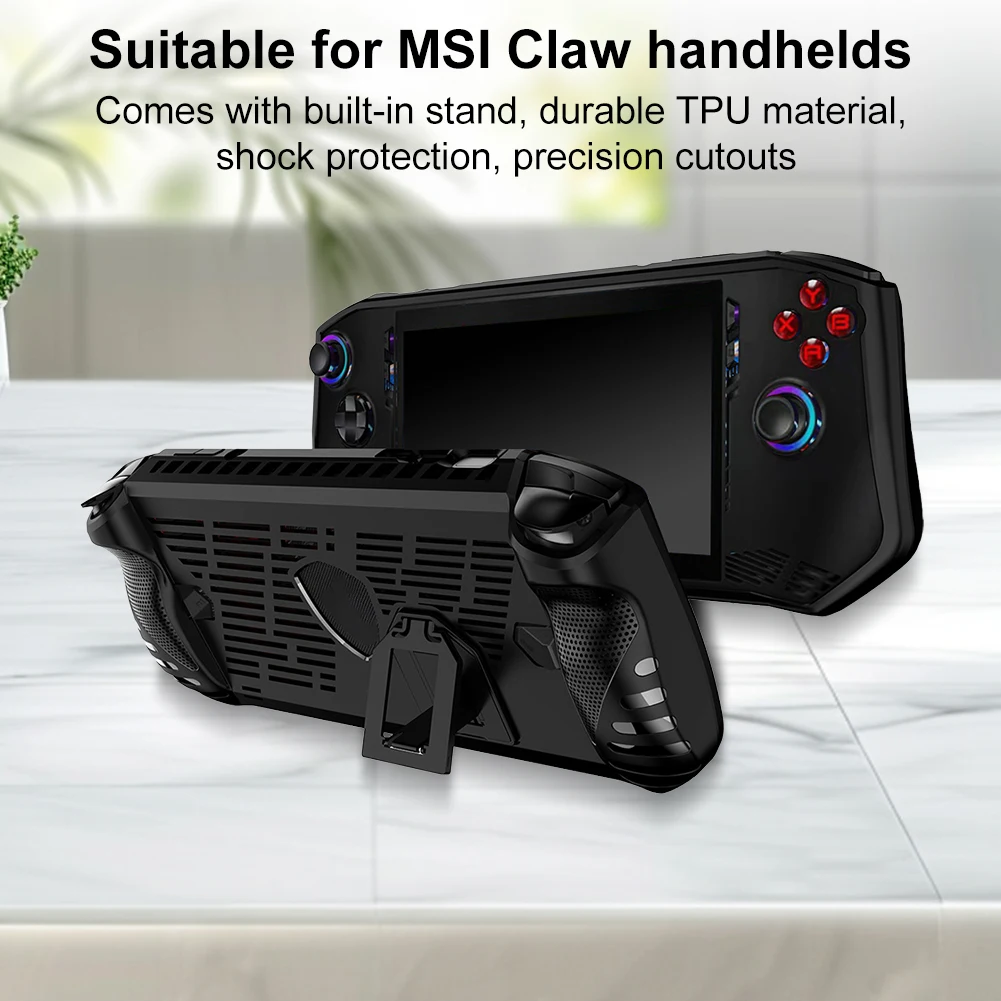TPU Case For MSI Claw Handheld Console with Kickstand Protective Shell Soft Shockproof Cover Full Protective Shell Game Accessor