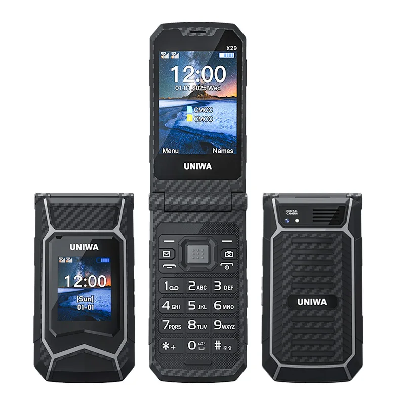 NEW UNIWA X29 2G Russian Language Keyboard Feature Phone Big Button Senior Flip Mobile Phone GSM Dual Sim FM Clamshell Cellphone