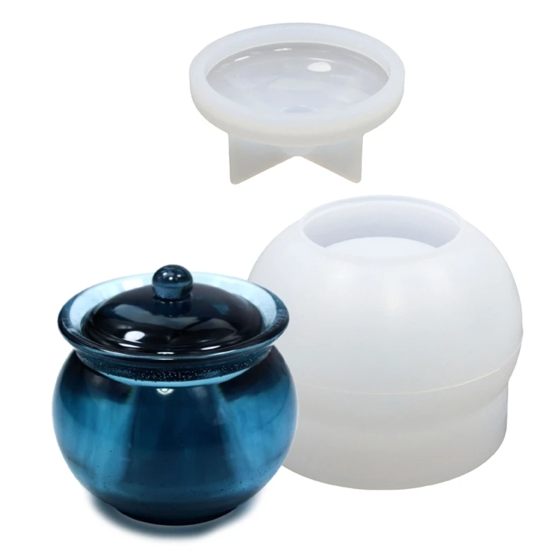 

DIY Small Jar Shaped Jewelry Storage Box Silicone Mold with Lid Desktop Ornament Trinket Bead Container Box Epoxy Resin Mould