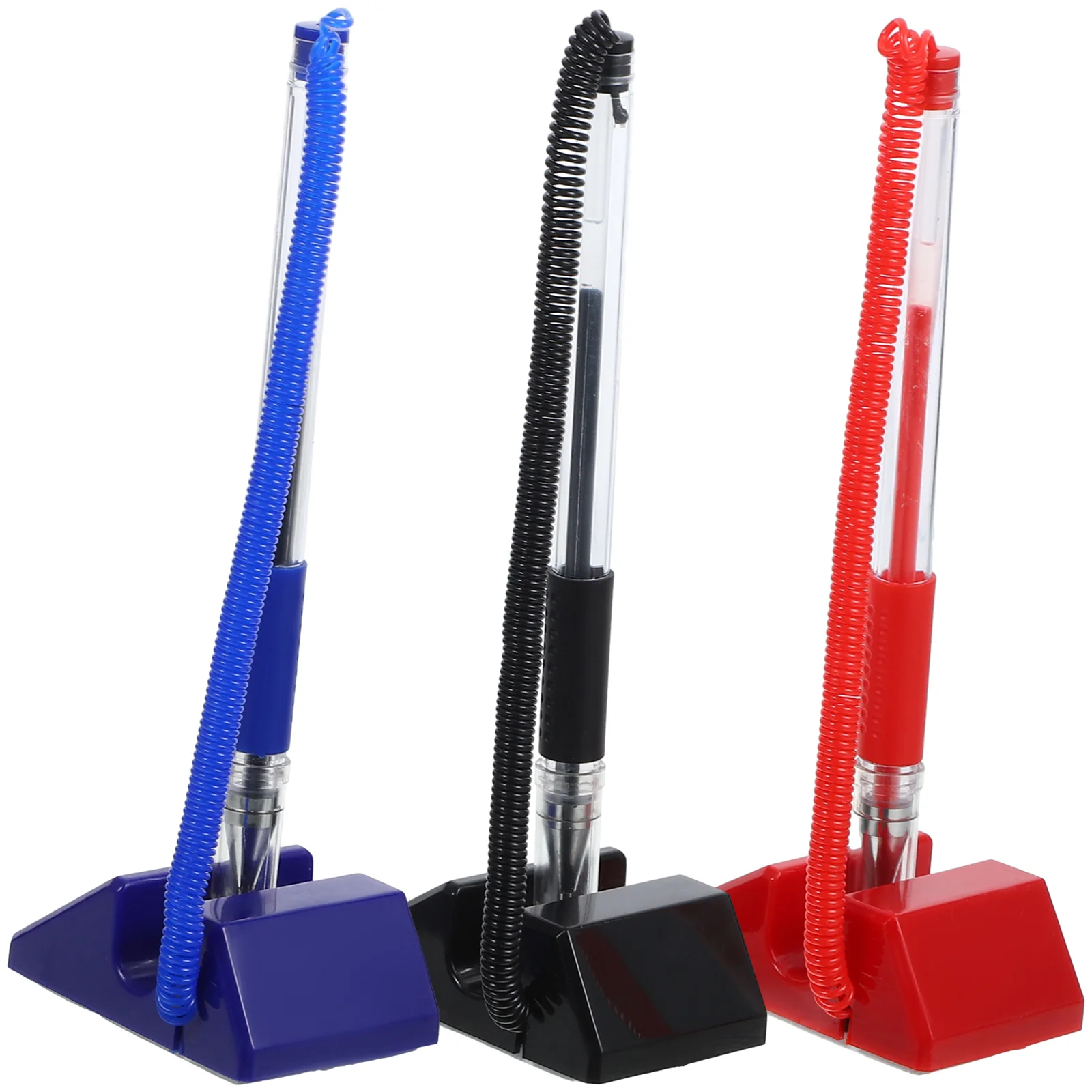 

3Pcs Secure Counter Pens Desktop Pen Security Gel Ink Pen Reception Desk Pen