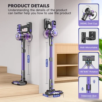 Household Portable vacuum cleaner small large suction hand-held pushrod 2-in-1 cleaning hair telescopic vacuum cleaner 1