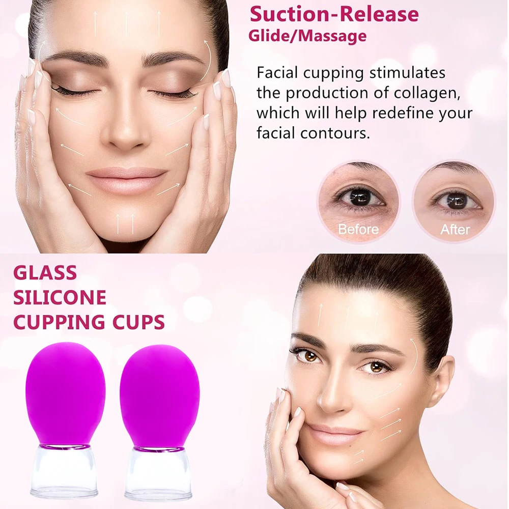 2Pcs Silicone Facial Suction Cup Face Massager Anti Cellulite Massager Facial Cupping Face Lifting Beauty Vacuum Massage Cupping