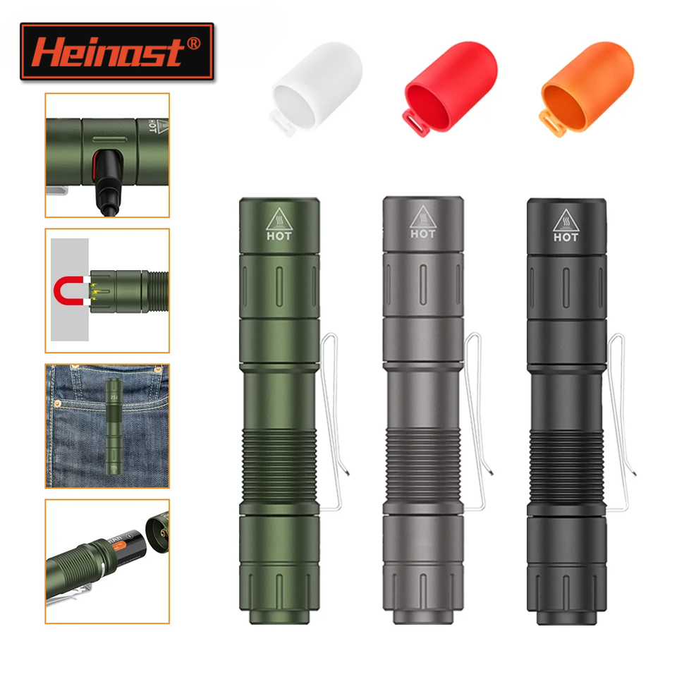 Heinast S21 AA Rechargeable Mini Flashlight LED Torch Magnetic Tail Switch EDC Flashlight for Hiking Camping Outdoor Emergency