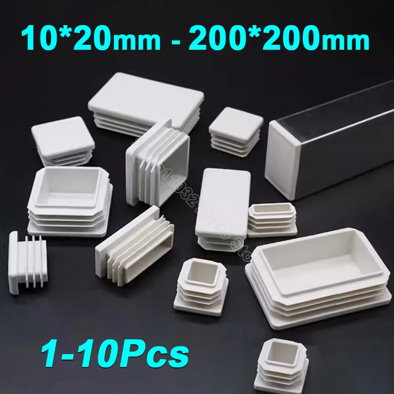 Pipe End Cap Rectangle/Square Plastic Blanking 10x20mm to 200x200mm for Steel table Leg Feet Pad pipe end cap table foot pad table leg tips silicone rubber caps rubber caps silicone rubber plugs floor protector caps