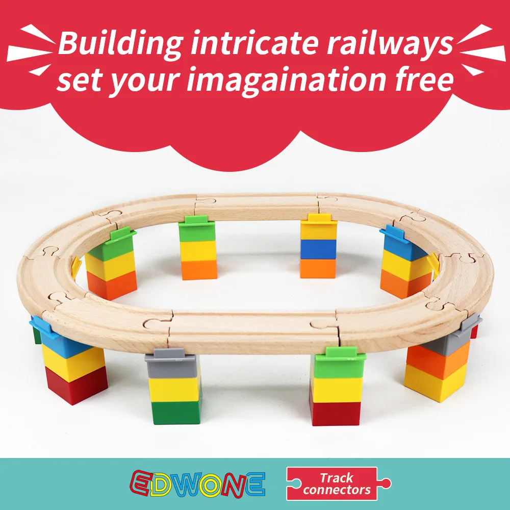 NEW Wooden Train Track Accessories Plastic Building Blocks Adapter Set Wooden Track Connectors fit for Railway Tracks Toys 3