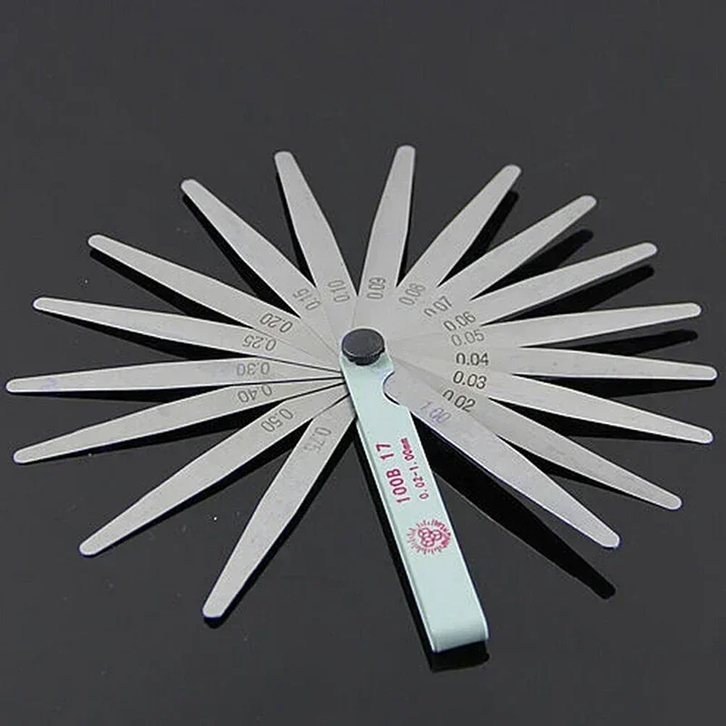 17 Blades Feeler Gauge Thickness Gauges Measurment Tool Gap Wedge for Engine Valve Adjustment 0.02-1mm Percision Measuring Tools feeler gauge