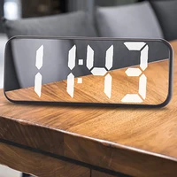 LED Electronic Clocks with Snooze Function 12/24H Mirror Clocks Temperature Date Display Table Mirror Clocks Desktop Decorations 1