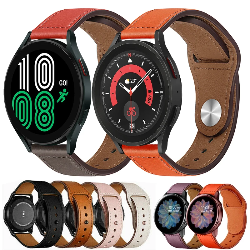 Leather Band For Samsung Galaxy watch 5 4 Classic/Active 2/3/42mm/46mm