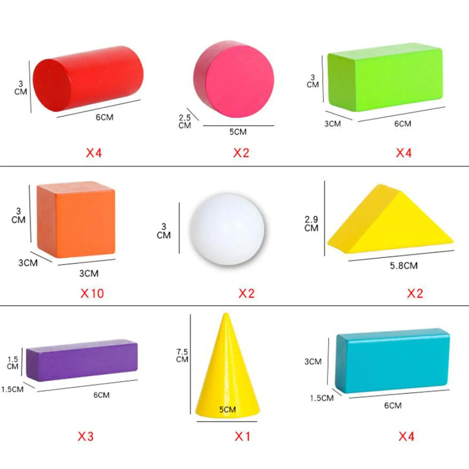 Geometric Solids Educational Toy Learning Toys Stem Toys for Math Multicolored for Boys Girls Ages 3 and up Kids Home Preschool
