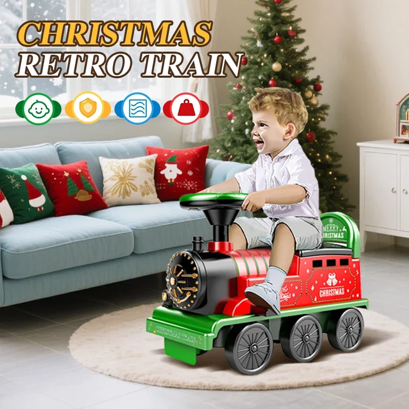 Plastic Ride On Train Toy with Lights and Sounds for Kids
