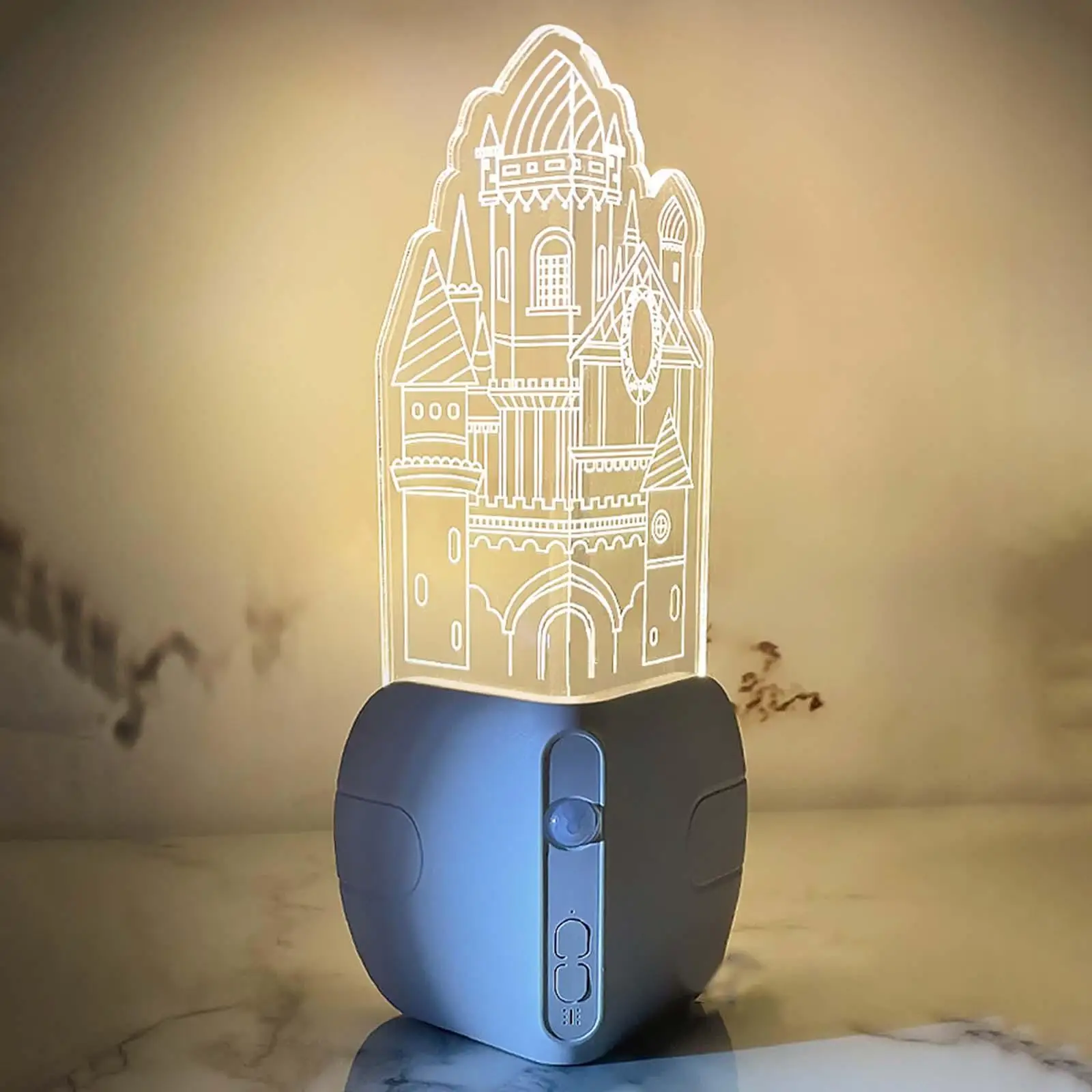 LED Castle Night Light Decorative Constant Light Mode Portable Table Lamp Atmosphere Lamp for Stairs Kitchen Cabinet Bar Closet