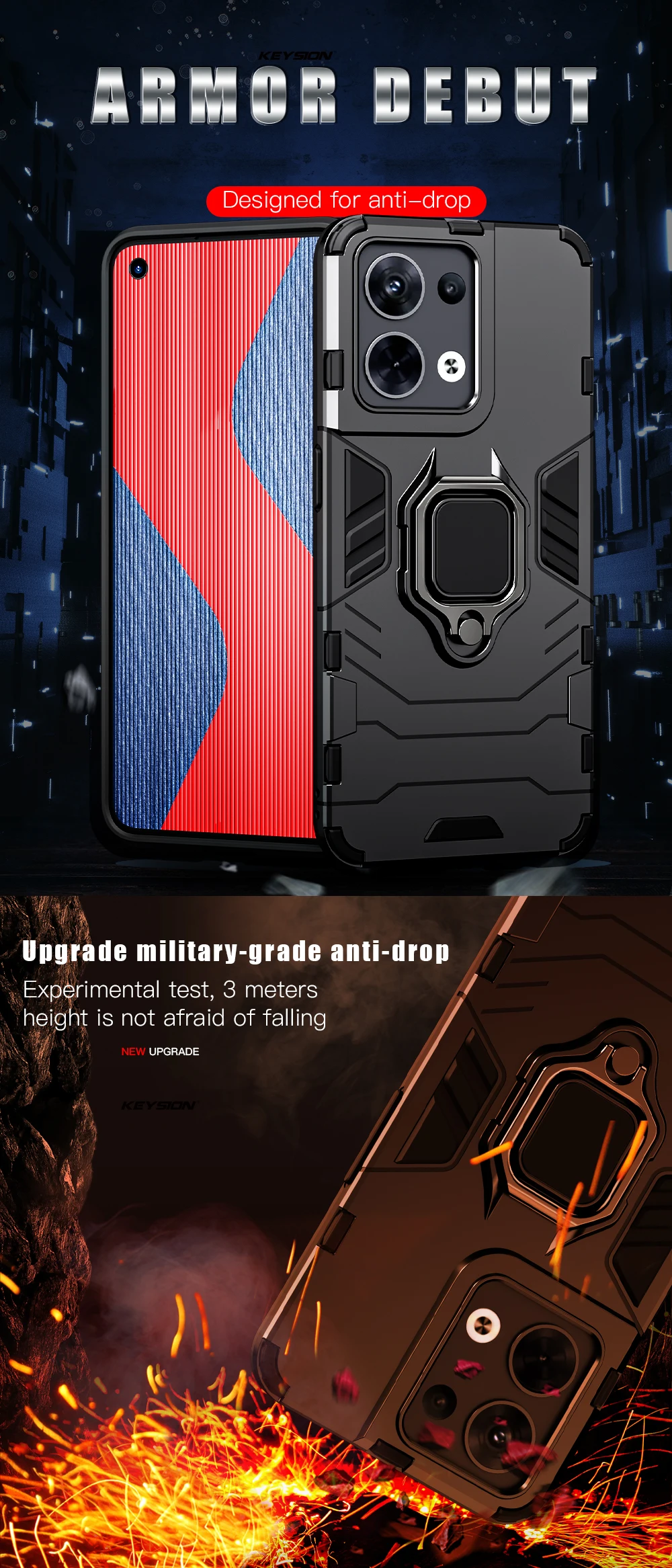 Shockproof Phone Case With Metal Ring Stand For Oppo Reno 8 Pro_voghion.com
