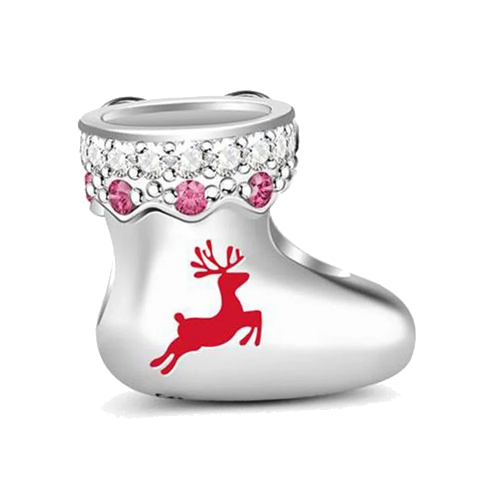 925 silver Christmas snowman elk bell boutique pendant fit Pandora original bracelet charm beads necklace Diy female jewelry