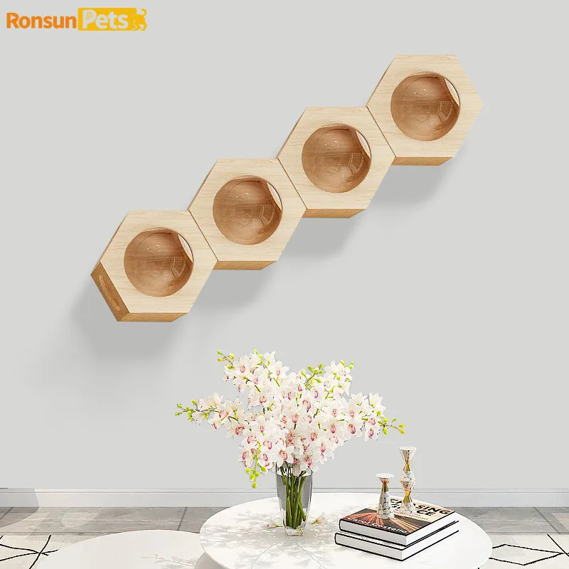 

Home Wall Mounted Cat Climbing Frame Solid Wood Hanging Cat Nest Combination Pet Frame Climbing Wall Capsule Animal Products