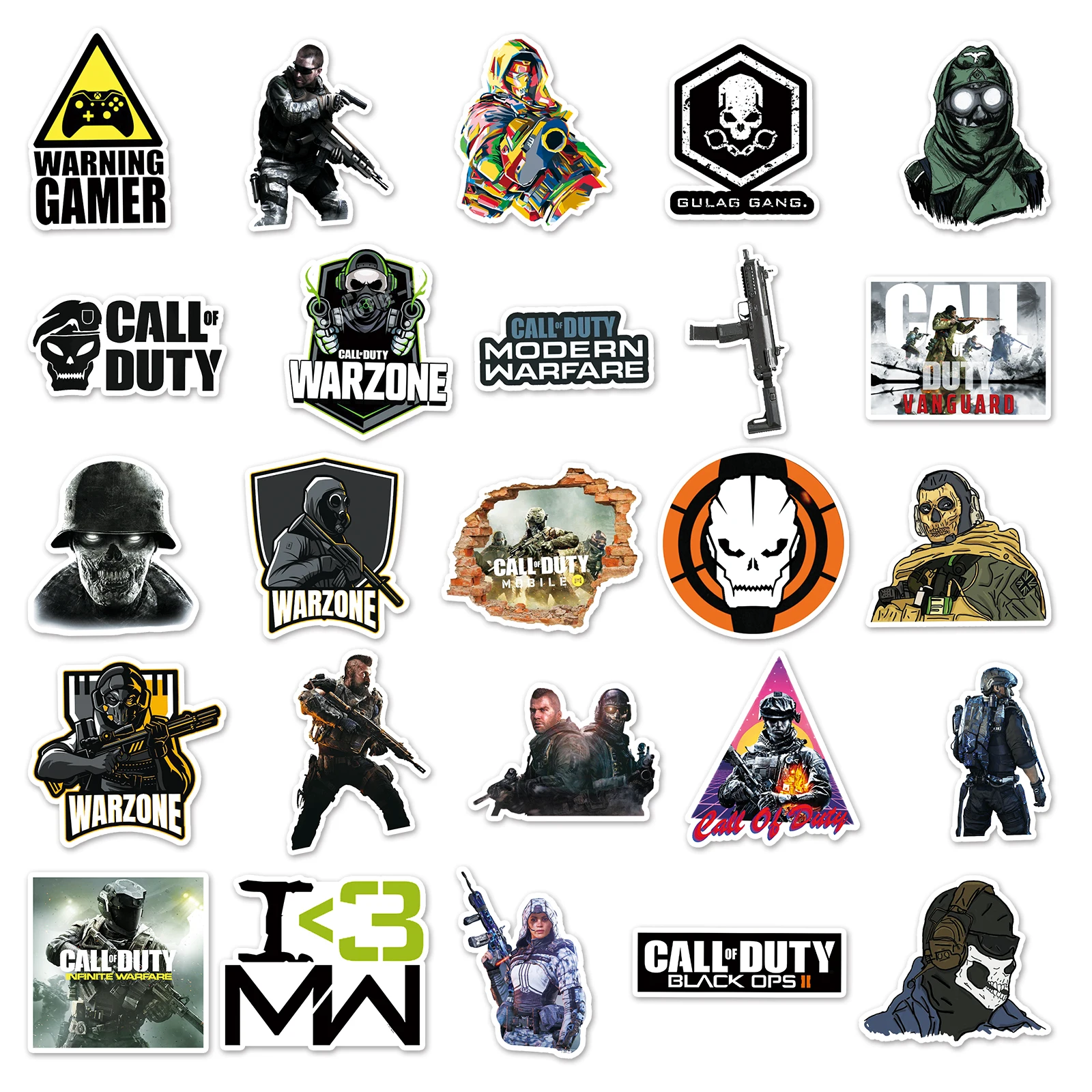 10/30/50PCS Cool Call of Duty COD Stickers Graffiti Decal Phone Suitcase Laptop Skateboard PVC DIY Classic Toy Decoration Gift graffiti stickers