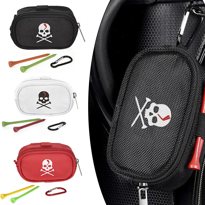 Goine Mini Golf Ball Bag Tee Holder Storage Pouch Portable Skull Golf Zip  Handbag 