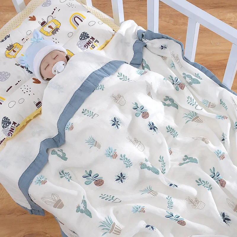 Baby four-layer bamboo cotton gauze quilt summer thin newborn products swaddling towel baby blanket 2